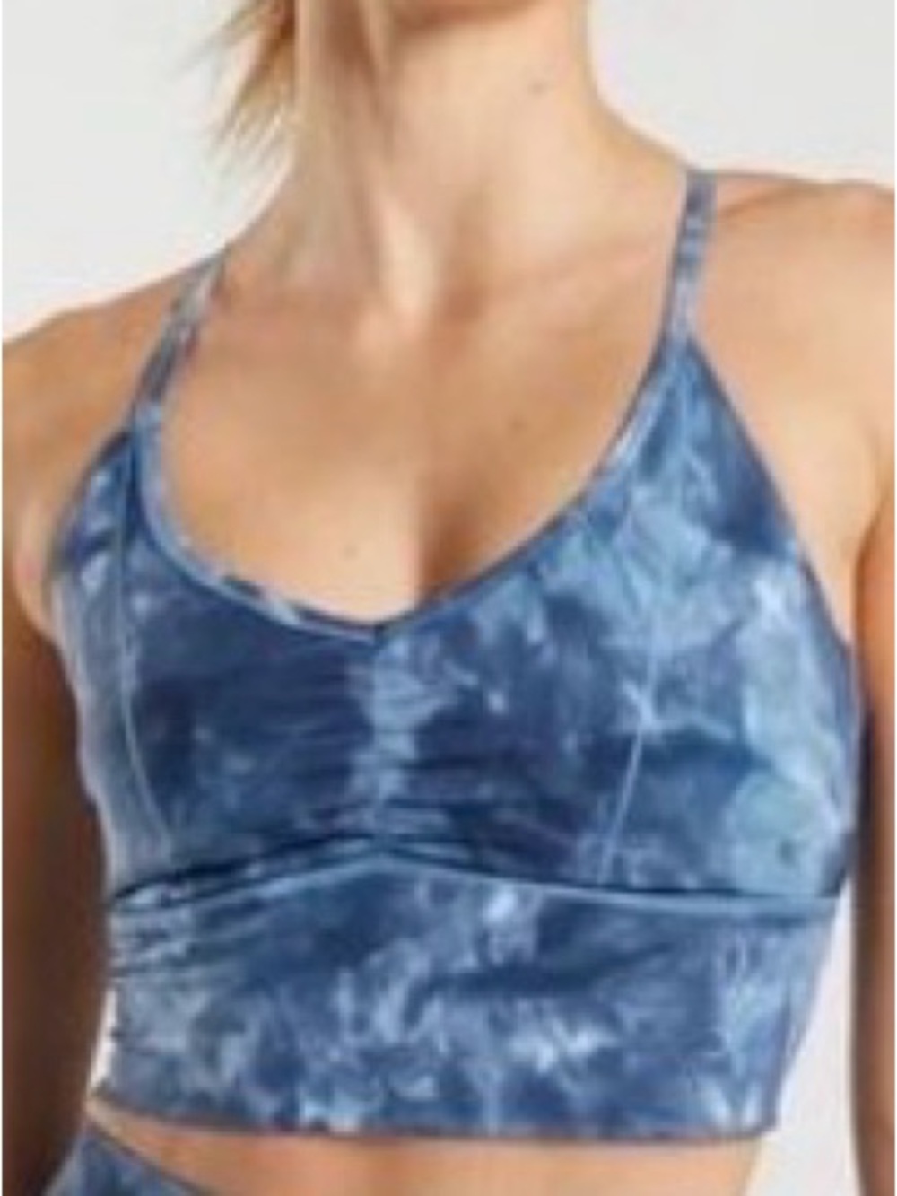 Gymshark Women's Blue Tie-Dye Sports Bra - Supportive Racerback S